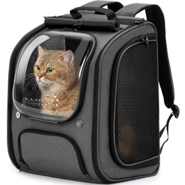 Pecute Cat Backpack Carrier, Large Space Cat Bubble Backpack, Breathable Cat Carrier, Shaded Dog Backpack Carrier, Ergonomic 3D Design for Travel, Hiking, Walk, Suitable for Shopping, Car, Vet, Gray