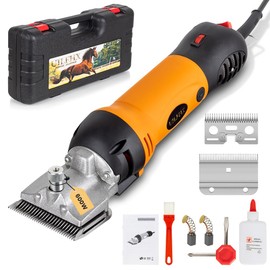 Horse Clippers Professional Electric horse Grooming Kit, Shaving Equine Clippers for Horses Goat Cattle Thick Coat Animals, 6 Speeds Large Heavy Duty Farm Livestock Haircut Trimmer （600W, 2 Blades）
