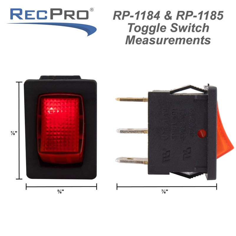 RecPro RV Water Pump Switch with Red Light | Illuminated