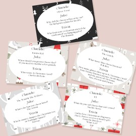 The Little Party Company Scandi Style Christmas Game- Christmas Games For Families, Adults and Kids-Trivia, Charade, Cheesey Joke-25 Cards in 5 Designs Christmas Table Games