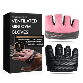 FITNESS FORCE Workout Gloves for Men & Women Partial Weight Lifting Non-Slip Gym Gloves, Lifting Grip for Calluses Guard Fingerless Exercise Gloves with Full Palm Protection