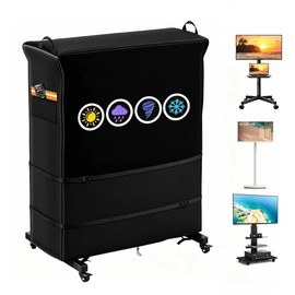 HICOVER 1200D Outdoor TV Trolley Cover 45-50 inch, Premium Courtyard TV Cover With Air Vent & Reflective Strip, PVC Oxford fabric Waterproof Dustproof & Windproof, Suitable for Rolling/Mobile Stand