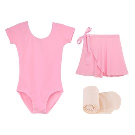 Century Star - Leotardos de ballet para niñas con falda y medias, Rosado, 6 Años