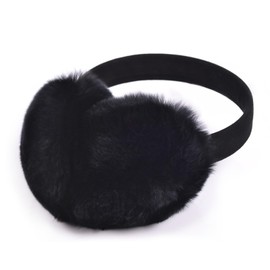 Harssidanzar HL302EU Women's Winter Earmuffs, Real Rabbit Fur Earmuffs, Adjustable Earmuffs, Outdoor Ear Warmers, black