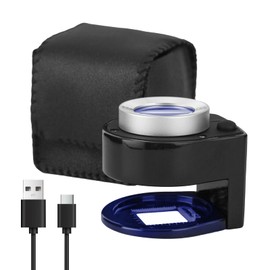 HunterBee 30X Metal Magnifier, Fabric Magnifying Glass, Linen Tester Loupe with 6 LED and UV Light, Metal Magnifying Glass with Scale for Sewing, Textile, Map Reading