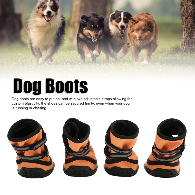 Dog Boots Waterproof Prevent Slipping Reflective Adjustable Outdoor Dog Shoes