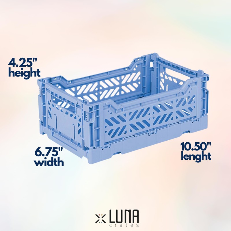 Collapsible Storage Box, Foldable Crate Organizer Bin with Handle, Stackable