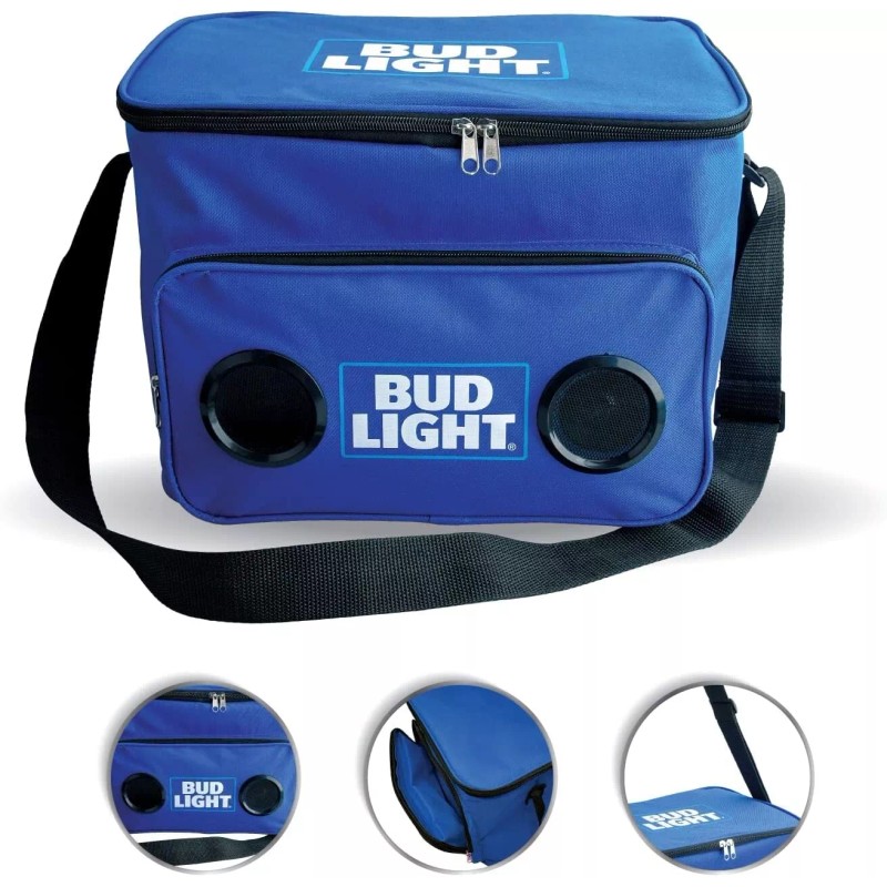 BUD LIGHT Blue Soft Cooler Bluetooth Speaker With Bottle Opener