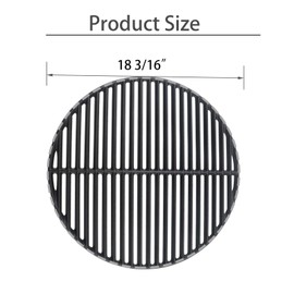 Plowo 18 3/16" Grill Grates for Large Big Green Egg, Cast Iron Grid Grates Replacement for Kamado Joe KJ23RH Classic I, KJ-23RHC Classic II, KJ23NRHCI Classic III, Vision Grill VGKSS-CC2, B-11N1A1-Y2A
