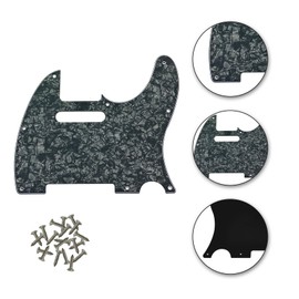 Phrilam 8 Holes Tele Pickguard for US/Mexico Made Fender Standard Telecaster Modern Style Electric Guitar,Black Pearl 4ply
