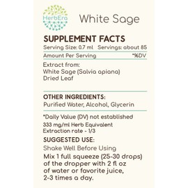 White Sage A60 Alcohol Herbal Extract Tincture, Concentrated Liquid Drops Natural White Sage (Salvia apiana) Dried Leaf (2 fl oz)