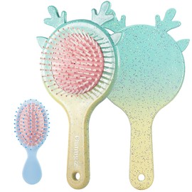 Oumigiz Toddler Hair Brush Mini Brush Set, Travel Hair Brushes for Women, Small Hair Brush for Kids Detangling Thick Curly Wet Dry Hair, Perfect Stocking Stuffers for Toddlers, Girls and Holiday Gifts