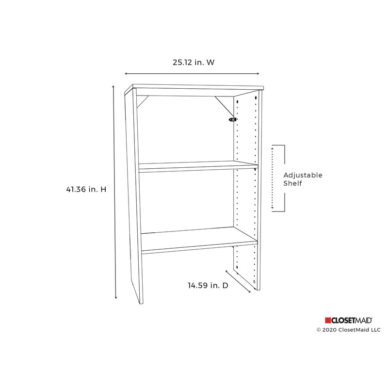 ClosetMaid SuiteSymphony Wood Shelf Unit, 2 Shelves, Adjustable, For Storage,