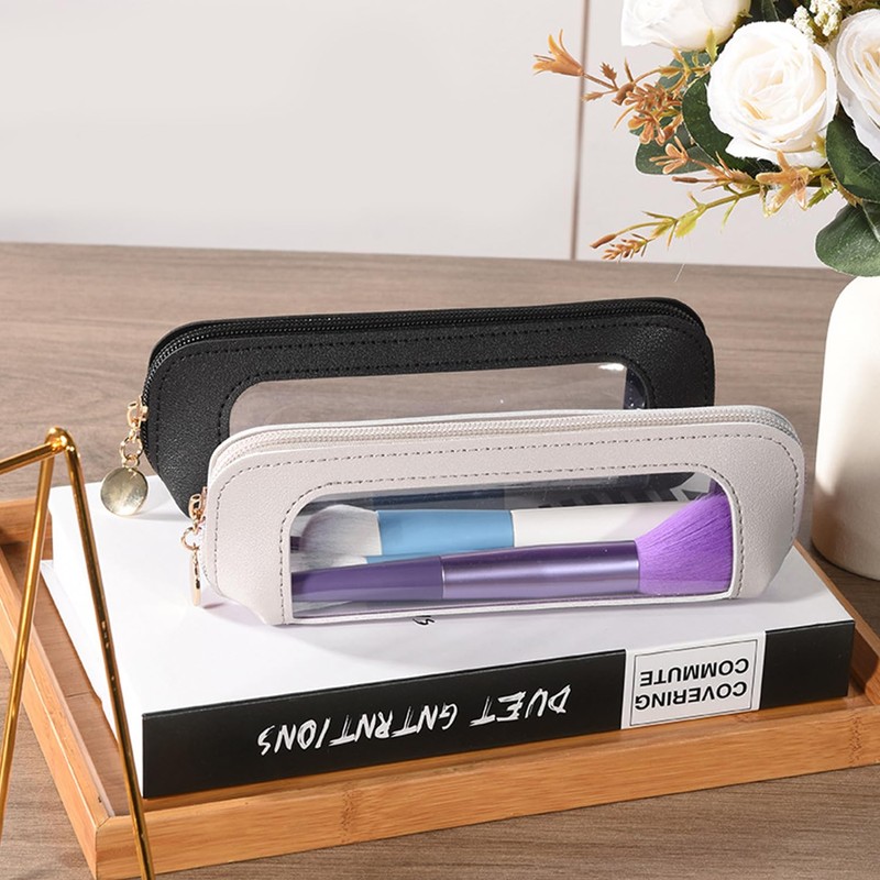 2 Piece Pencil Bag PU Pencil Bag Waterproof Transparent Pencil