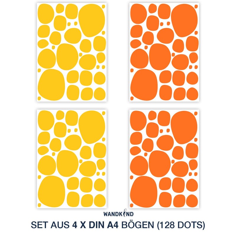 Polka Dots Wall Stickers, Pack of 128, Round & Hand-Drawn