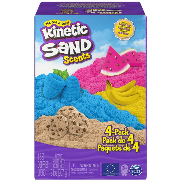 Kinetic Sand Scents, 32oz 4-Pack of Dough Crazy, Banana, Watermelon and Razzle Berry Scented