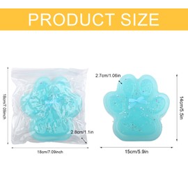 5.9 Inch Big Cat Paw Squeeze Toys, Fufu Soft Stress Fidget Squishy Toy Taba Cute Bow Sensory Cat Paws Toys Kawaii Novelty Party Favors for Kids Adults Home Office Relaxing (Blue Sea Salt Style)