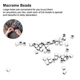 50 Piezas Cuentas de Agujero en Acero Inoxidable, 2.5mm Cuenta Cuadrada con Agujero Redondo de 1mm, Calzos Separadores Metálicos Comunes para Manualidades, Pulseras, Joyería
