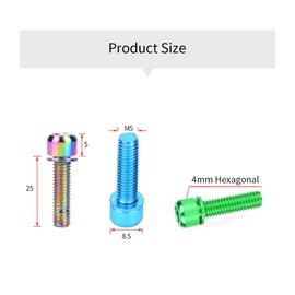 6Pcs Bicycle Stem Bolts, M5/x25 Magnetic Steel Fixing Screws with Washers for Mountain Bike Brake Caliper Bicycles MTB(Dazzling)