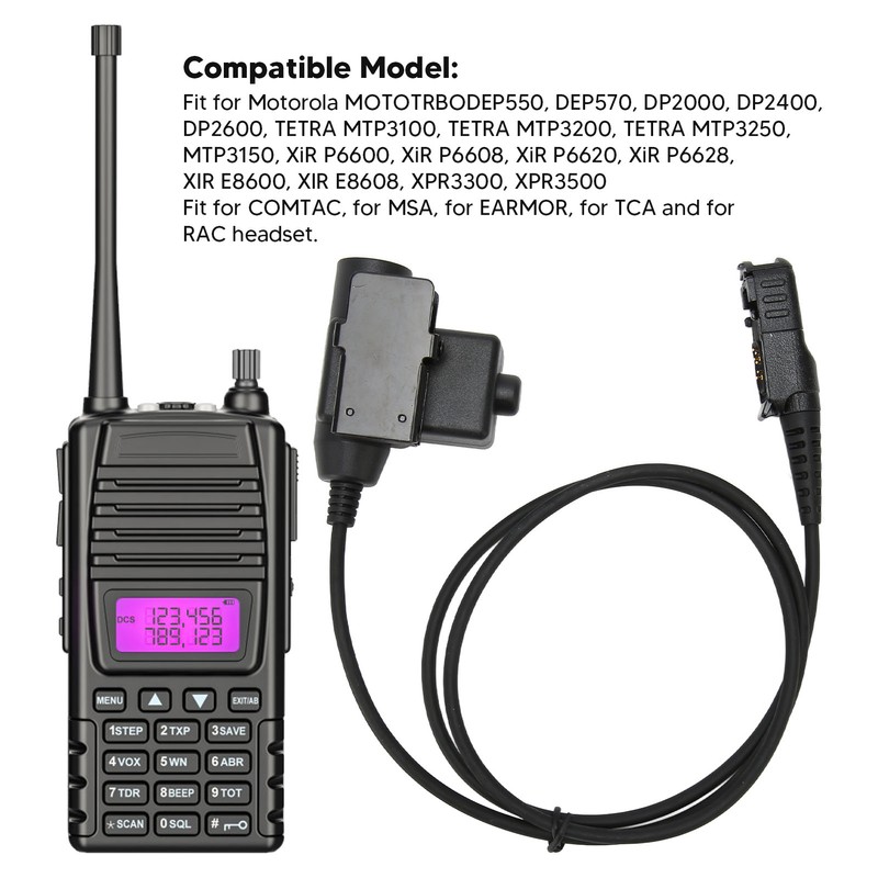 PTT Headset Adapter Push to Talk Connector for Motorola Xir