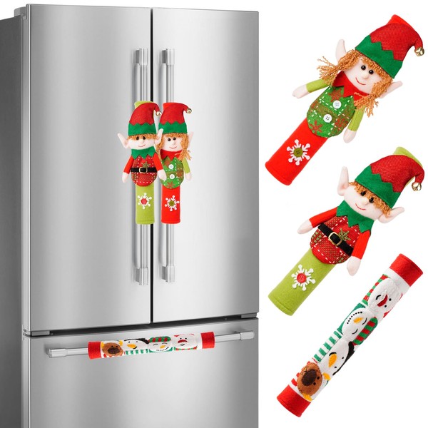 CRCZK 3Pcs Elf Refrigerator Handle Covers, Christmas Elf Fridge Handle