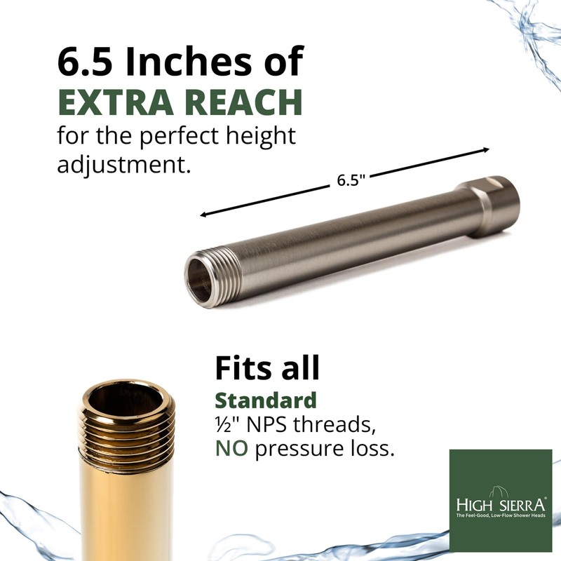 High Sierra Showerheads Bronze E-Z Reach Solid Metal Shower Arm