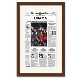 Modern Matted Wood Newspaper Frame (Brown) - Acid-Free White Gallery-Style Matting w/ UV Resistant Acrylic Front - Sleek Hanging Display Case for Entire Newspaper for Home or Office - 11.25x13.75