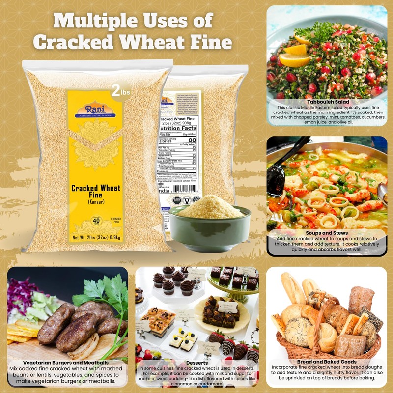 Rani Cracked Wheat Fine (Kansar/Bulgur Wheat#1) 32oz (2lbs) 908g ~