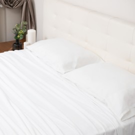 vi'art home design Cotton Sateen Sheet Set Luxury Bed Sheets 600 Thread Count Soft Fitted and Flat Sheets 100% Cotton Deep Pocket Queen Double King California Size (White, Twin)