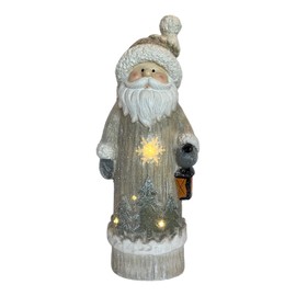 Gift Essentials Santa Claus Door Greeter with Lantern, Resin LED Lighted Statue with On/Off Switch for Christmas Decor, Indoor, Requires 3 AA Batteries (Not Included)