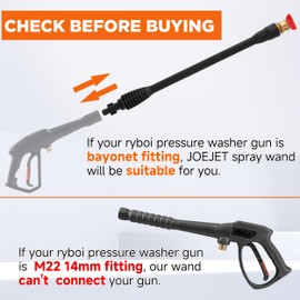 JOEJET Pressure Washer Wand Replacement with 5 Spray Pressure Washer Nozzle Tips, 16 Inch, Compatible with Ryobi Pressure Washer Gun, 2000 PSI