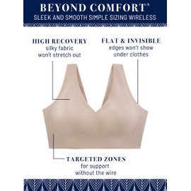 Vanity Fair Women's Beyond Comfort Sleek and Smooth Simple Sizing Wireless Bra, Black, X-Large