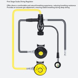 Fydun Equipo de Buceo Subacuático Regulador de Buceo con Yugo de Primera Etapa Que Reduce la Resistencia Respiratoria para Mejorar la Experiencia de Buceo, Hecho de Aleación de