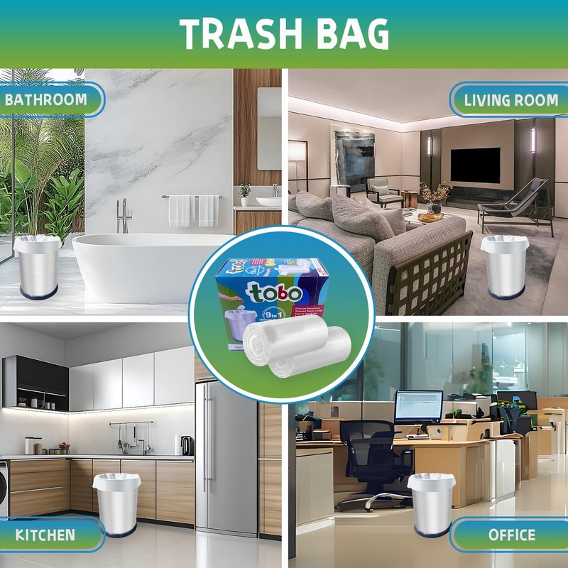 Tobo Small Trash Bags 4 Gallon, Lemon Scent, 240 Count