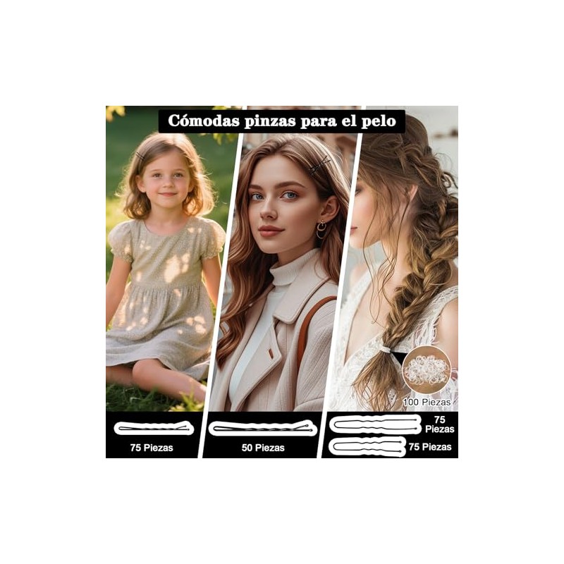Kit de Pinzas para Cabello, 385 Piezas con Pasadores y