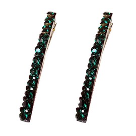 2 Pcs Green Shiny Rhinestone Diamond Hair Barrette Clip, Hair Pin, Duckbill Alligator Clip, Pin Hair Accessories for Women Girls