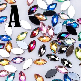500pcs Crystal Rhinestone Horse Eye Shape Gems Acrylic Rhinestone,Sewing Gems Acrylic Sewing Crystal Mixed Shapes Sew On Rhinestones for DIY Making Crafts Scrapbooks Clothing Phones Colourful