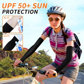 Desoto Sleeve Warmers, 2 Pairs, Cooling UPF 50+, Anti UV Arm Sleeves, Compression Arm Warmers, Sun Protection, Non-Slip Arm Sleeves, Running, Cycling, Volleyball, Basketball for Men and Women, Black*2