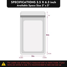 Durimoiy 100 Pack Black Zip Bags Holographic Bags, Resealable Bags for Small Business with Front Window,Sample Baggies Sealable Mylar Bags for Party Favor, Gifts Bags (3.5x6.3 Inch, Black)