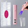 krofaue 150pcs Coffin Nail Dual Forms with UV Nail Light