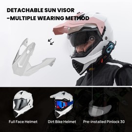 ILM Dual Sport Adventure Motorcycle Helmet with Pinlock Compatible Sun Visor Snowmobile ATV Dirt Bike Off Road Casco Model WS902 (White, L)