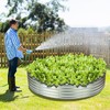 OUSHENG 5x5x1ft Round Galvanized Raised Garden Beds Outdoor, Steel Fire