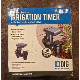 DIG Solar Powered Irrigation Timer Controller with 3/4 inch Anti-Siphon Valve