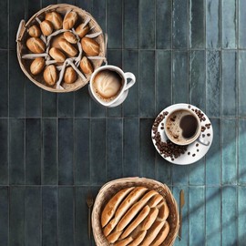 Scandiano Series Handmade Glossy 2.5x10 Subway Porcelain Wall Tile for Kitchen Backsplash, Bathroom Wall, Accent Wall, Fireplace Surround (Blue, Box of 50 Pieces) (8 Sq.ft)