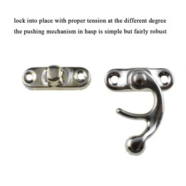 Hahiyo 1.26 Inch Length Right Latch Hook Hasp with 40 Screws Smooth Swivel Close Securely Neutral Appearance Carbon Steel Decorative Buckle Lock Hasp Silver 10 PCS for Gift Cases Music Jewelry Boxes