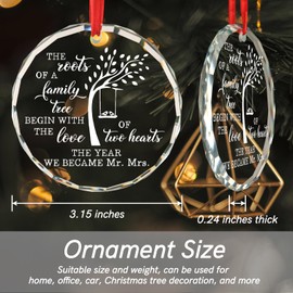 Wedding Gifts for Newlyweds Just Married Decorations Gifts for Newly Engaged Couples Mrs and Mrs Wedding Gift Bridal Shower Gift for Bride Christmas Tree Decoration Glass Round Ornament