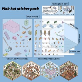 DIY 3D House Stickers, Fun DIY Stickers Scene Make Your Own Supermarket|Coffee Shop|Restaurant|Bookstore, Cute DIY 3D Sticker Scene Stickerscartoon Scene Stickers for Adult Kids Relief Stress Pa (4)