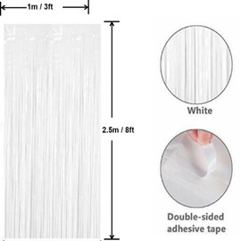 White Backdrop Streamers AILEXI 2 Pack 1 m x 2.5 m Metallic Tinsel Foil Fringe Curtains for Photo Booth Party Decor