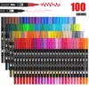 hho-100B 100 Colours Pen Set, Felt Tip Pens, Double-Sided Colouring