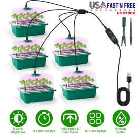 iMounTEK 5Pcs Seed Starter Tray Greenhouse Humidity Dome Germination Kit &Grow Light Set